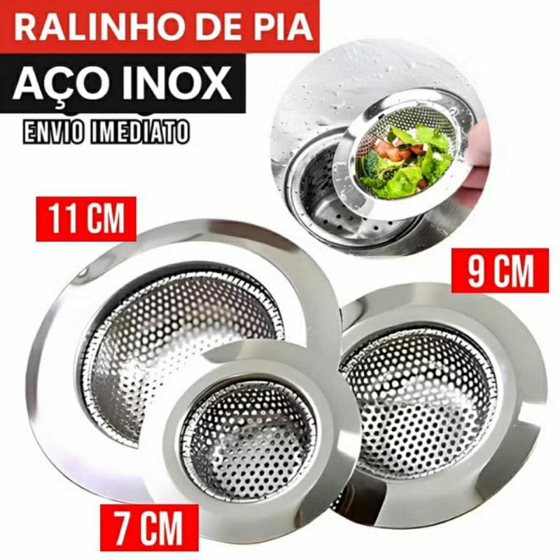 Ralinho Cestinha em Aço Inox Pia de Cozinha Tanque Ralo