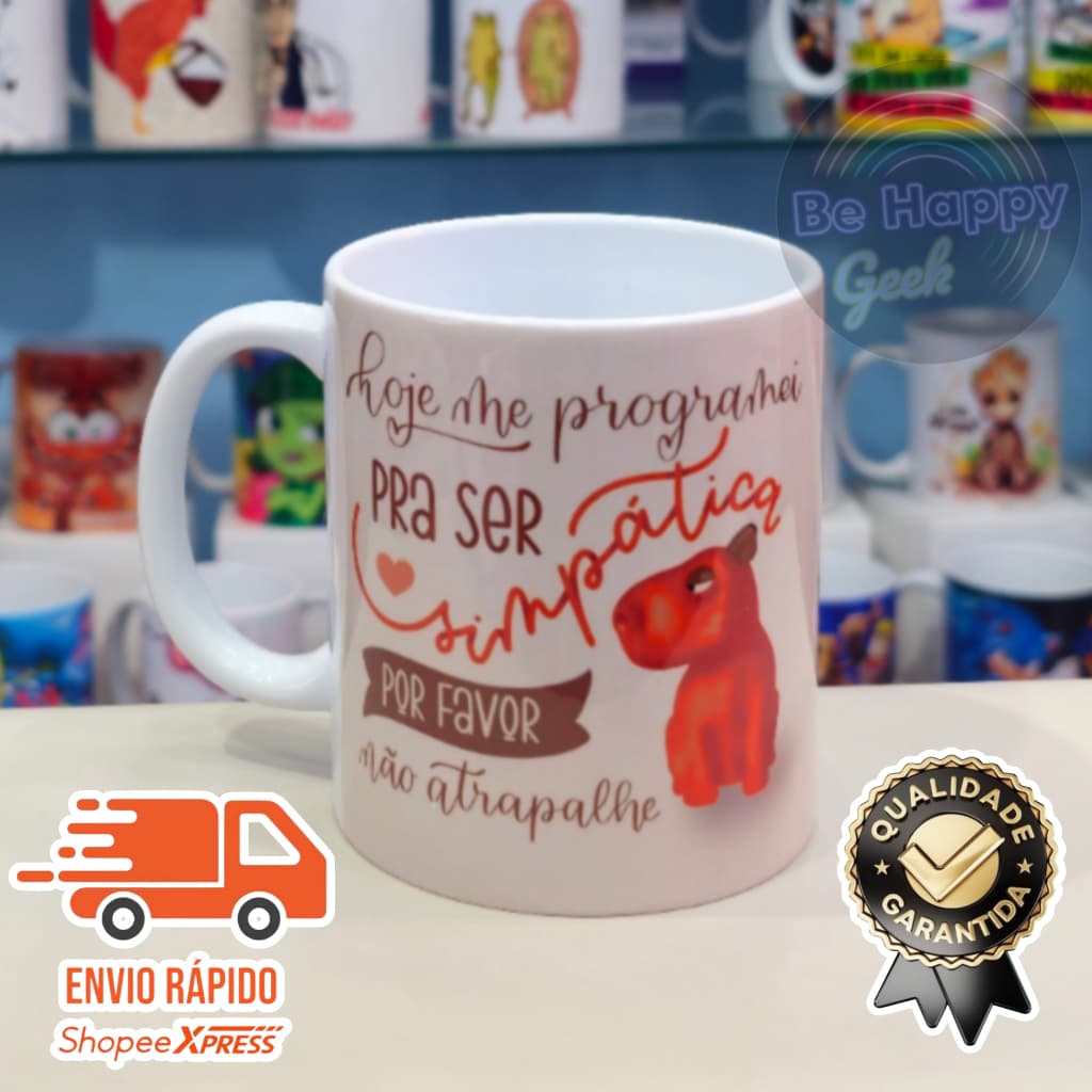 Caneca de Porcelana Premium CAPIVARA SIMPÁTICA Adulto Infantil Presente Personalizada