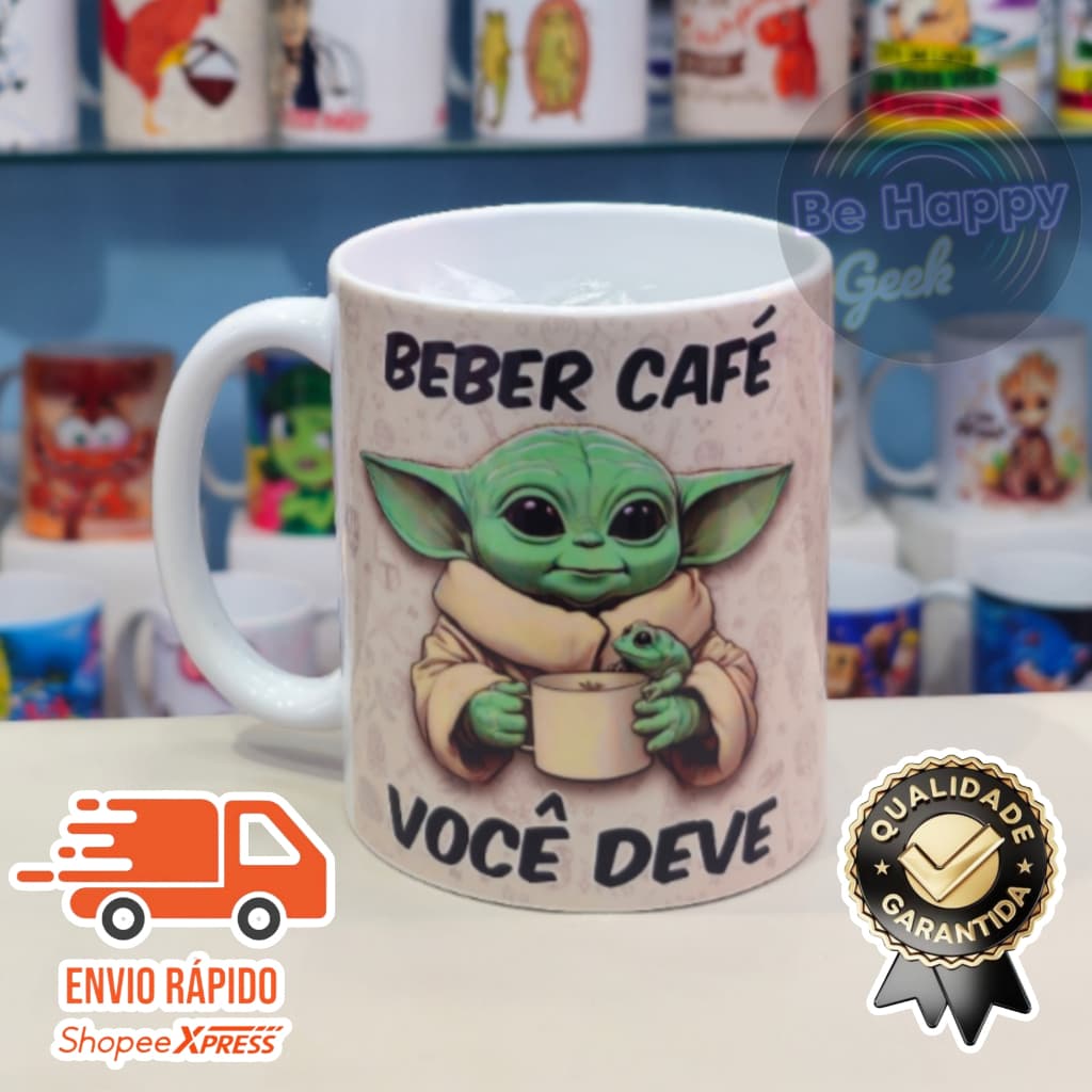 Caneca de Porcelana BABY MESTRE YODA STAR WARS ANIME Geek Adulto Infantil Presente Personalizada