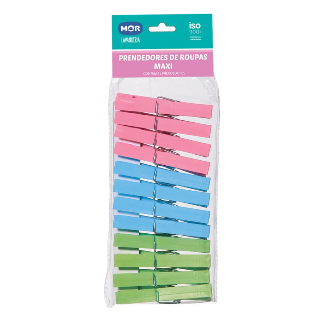 KIT 12 Prendedores de roupas Maxxi - cores sortidas - MOR