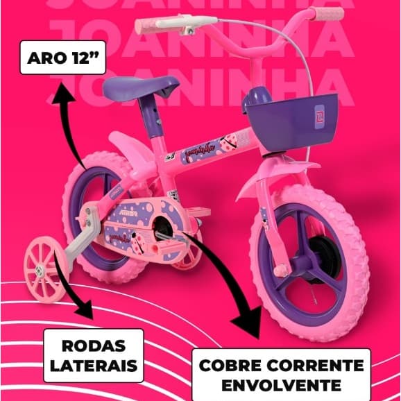 Bicicleta Infantil Feminina Aro 12 Athor – Modelo Joaninha Corujinhas - OFERTA - dia das crianças - presente infantil