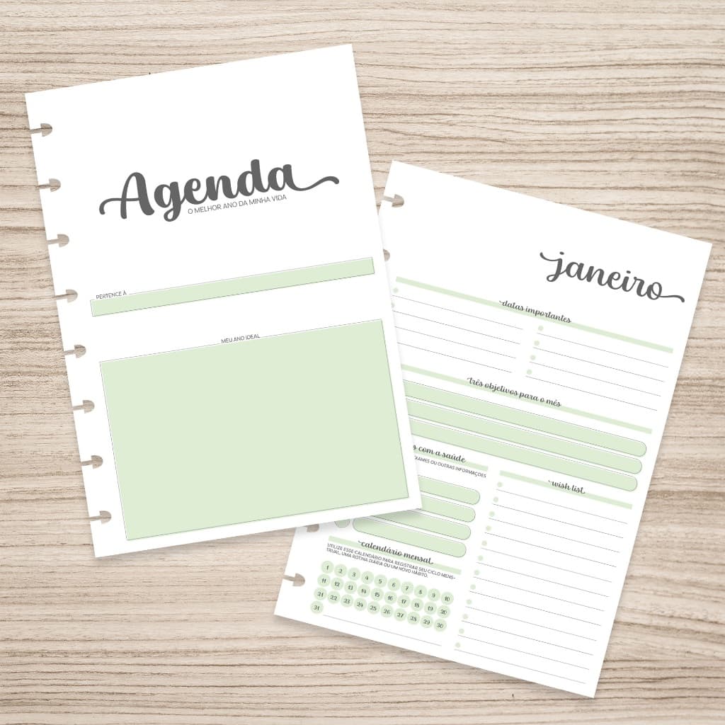 Refil Agenda Permanente para Caderno de Disco Inteligente (A5 - 8 furos)