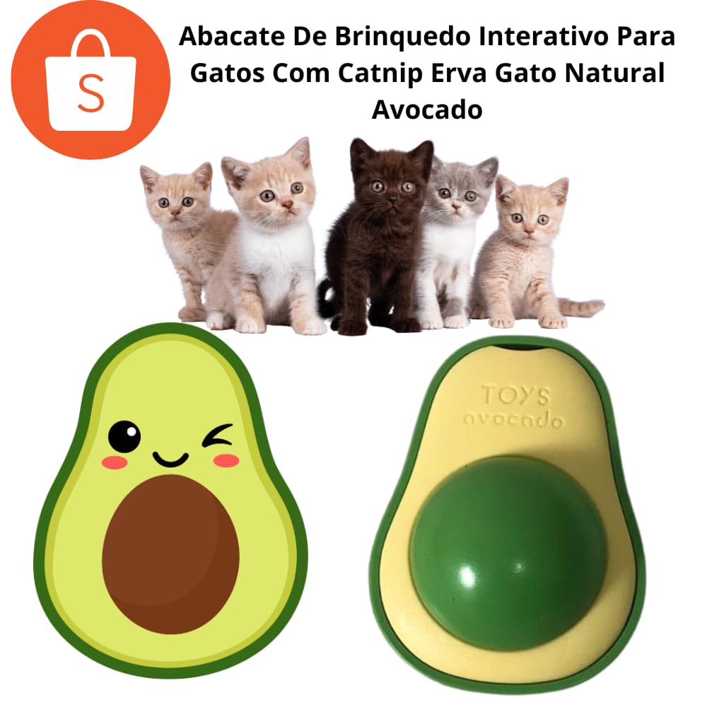 Abacate De Brinquedo Interativo Para Gatos Com Catnip Erva Gato Natural Avocado