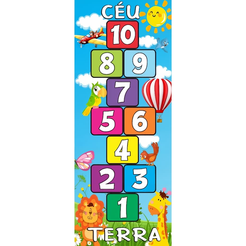 Tapete de chão Amarelinha Pedagógico Infantil Brincadeira 70 X 200 cm AMARELINHA