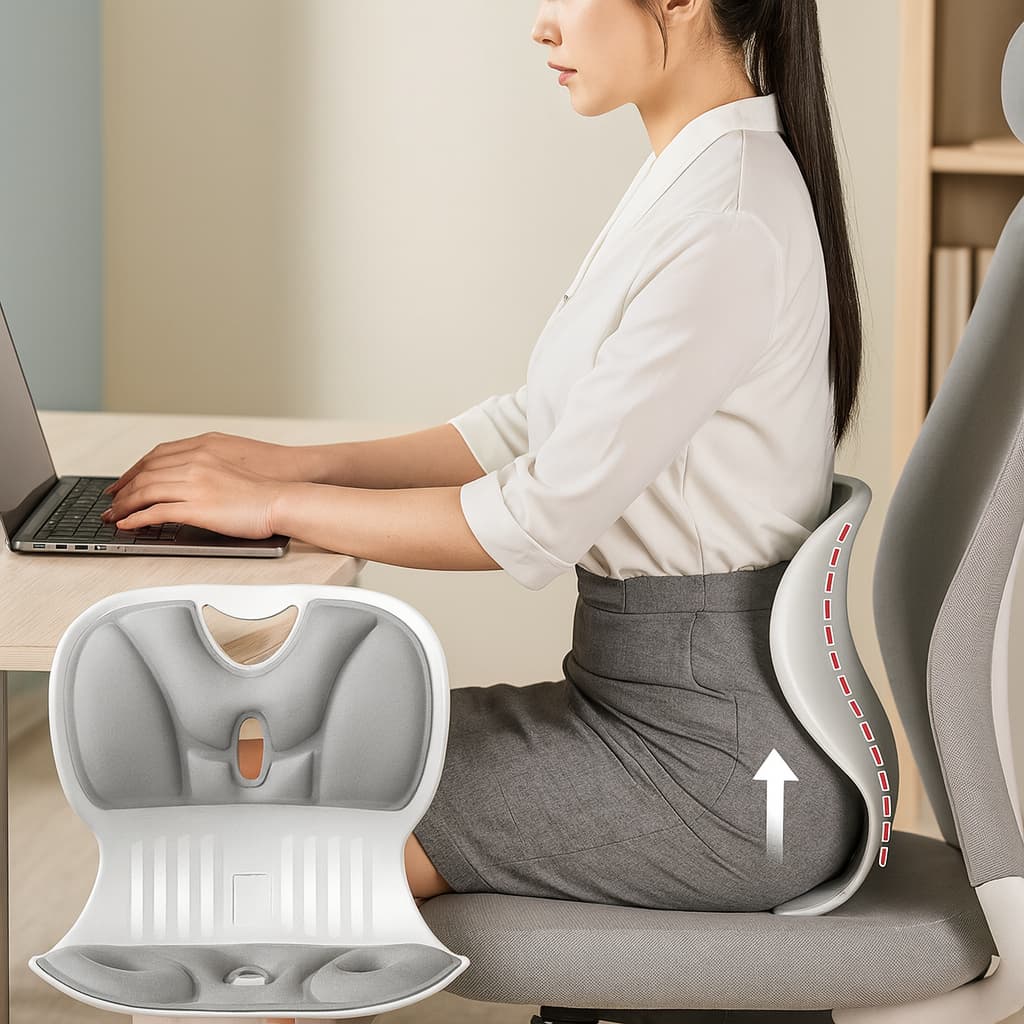 Assento Ergonômico Estofado Apoio Lombar Conforto Oficina Escritório Cadeira