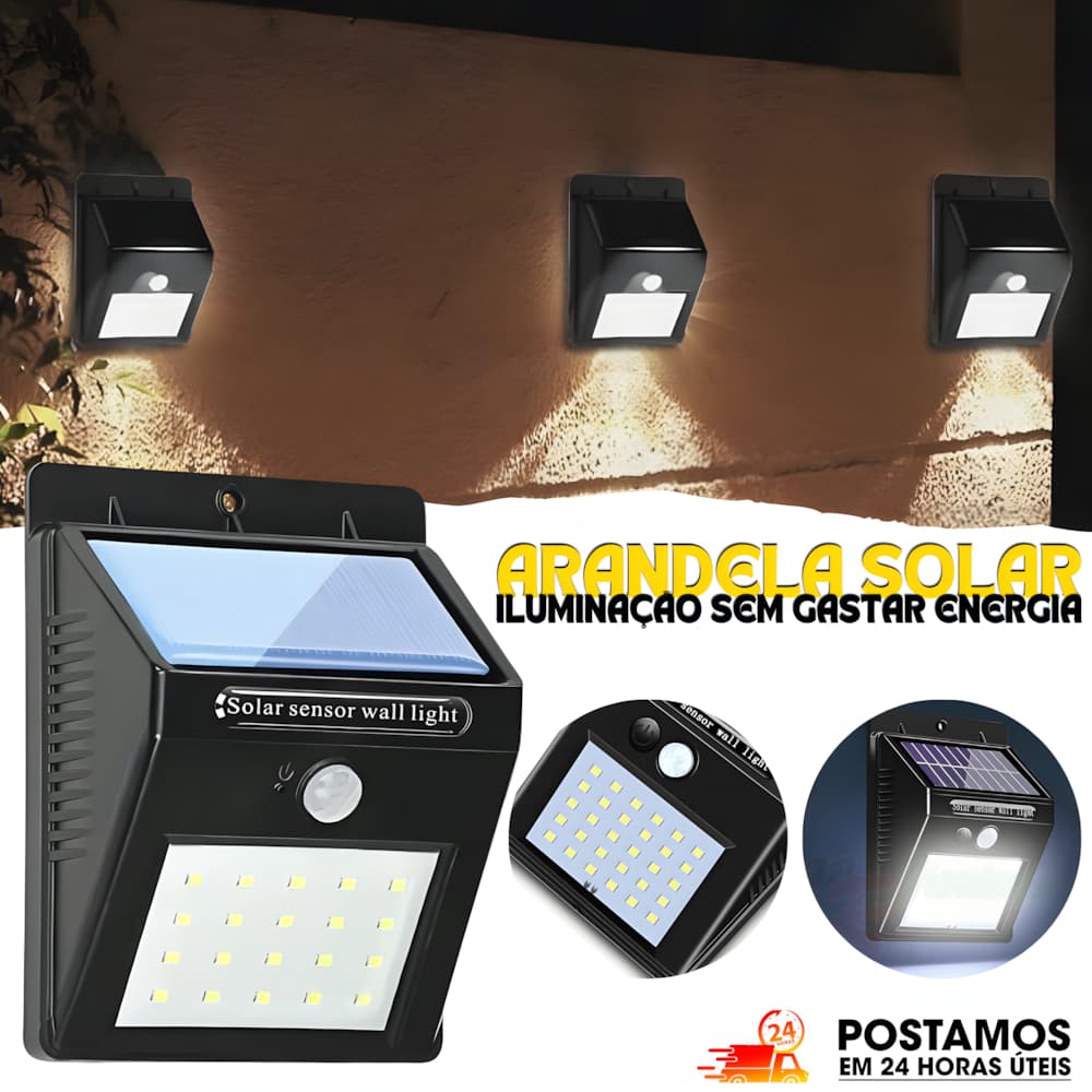 Arandela de Parede Luminária Externa Vintage Mini Luz Solar Sensor de Movimento Á Prova D'água
