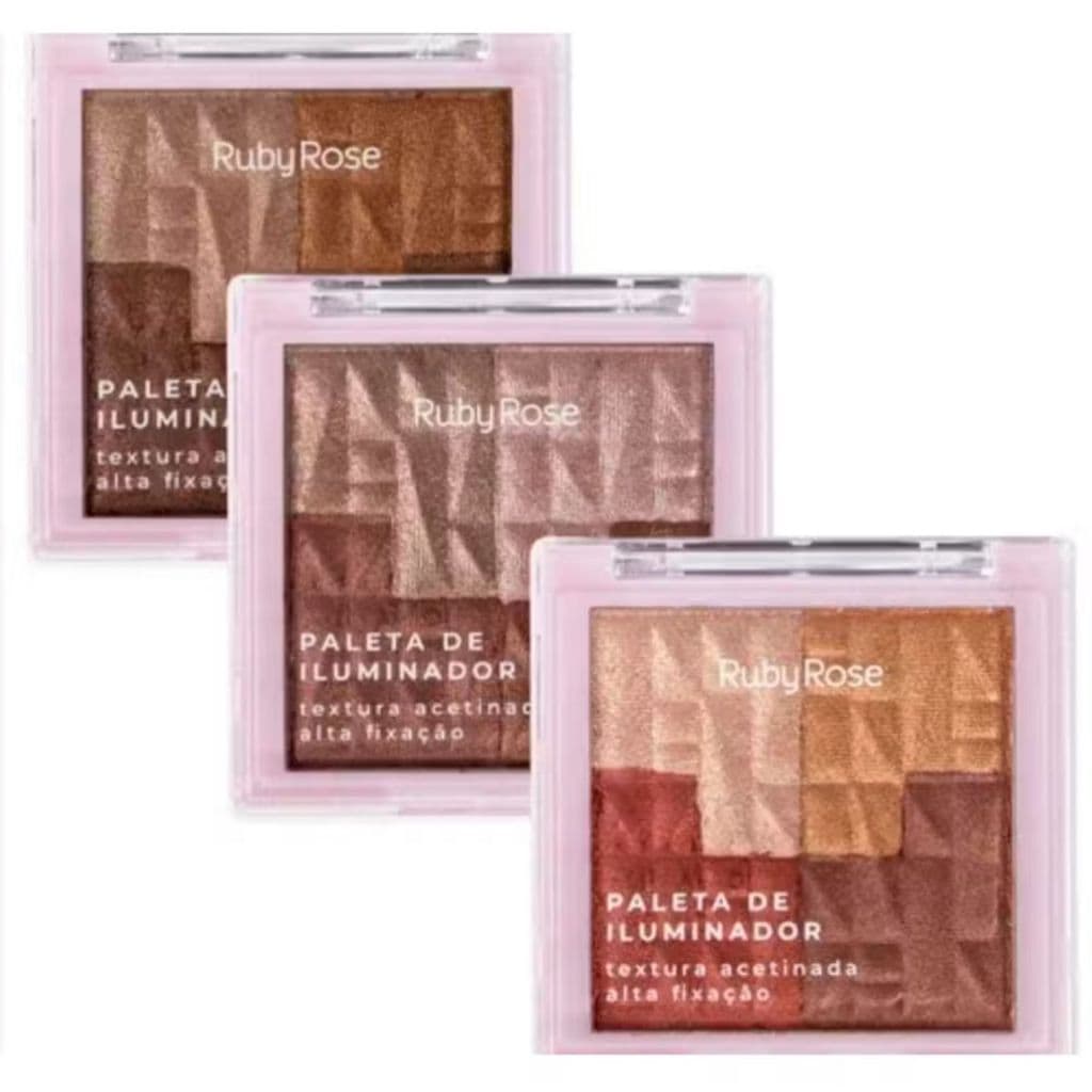 PALETA DE ILUMINADOR TEXTURA ACETINADA ALTA FIXAÇÃO * RUBY ROSE