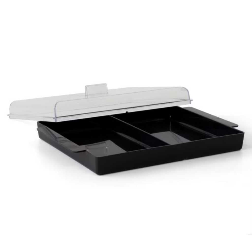 Porta Frios Duplo Preto Com Tampa Acrílica Super Resistente