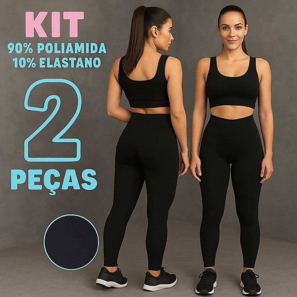 Kit 2 Calça Legging Feminina Esportiva Academia Fitness Dia a Dia Cintura Alta Zero Transparência