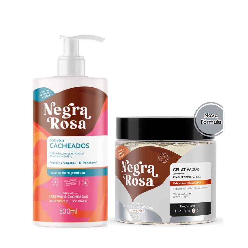 Creme de Pentear Cacheados + Gel Ativador - Negra Rosa
