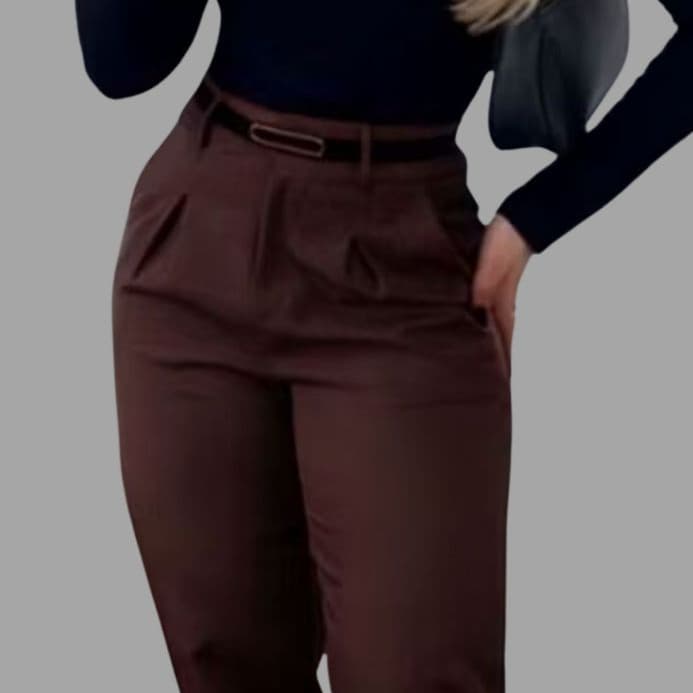 calça feminina social com bolso  comfy, estilo elegante, cintura alta.