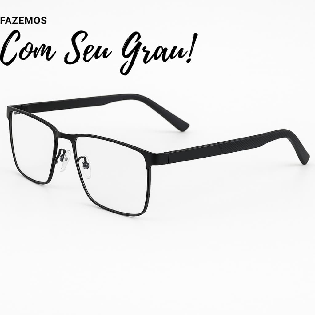 Armação para Óculos de Grau 7084 Metal Masculino Retangular Resistente