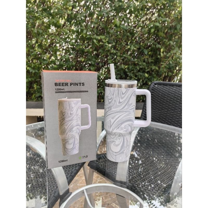 Copo Termica Inox 1200ml Generosa Garrafa Termica De Agua Com Canudo 011