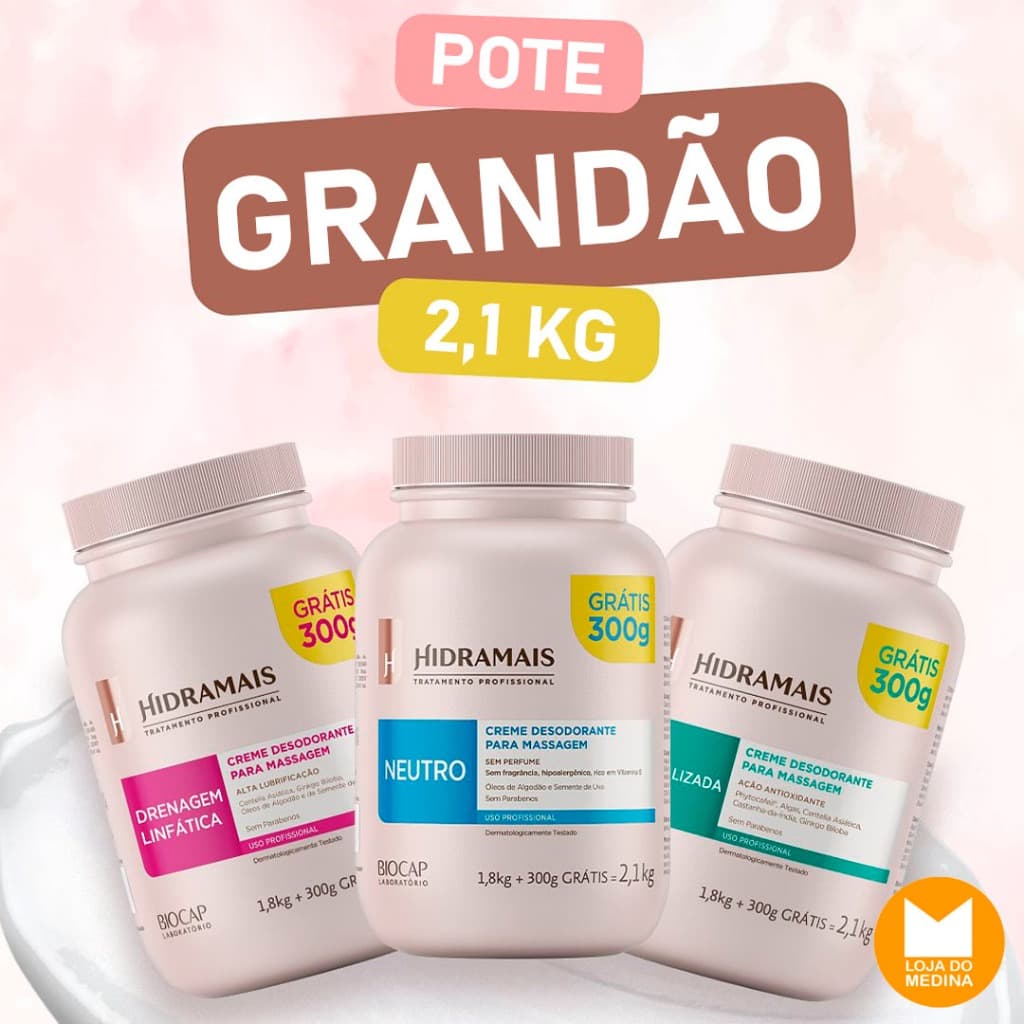 CREME DE MASSAGEM - NEUTRO, LOCALIZADA, DRENAGEM 2,1 KG - HIDRAMAIS