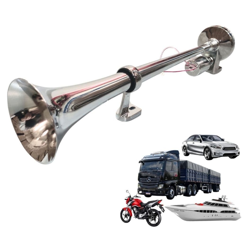 Buzina Eletropneumática Marítima 45cm Caminhão  Barco Van 12v/24v