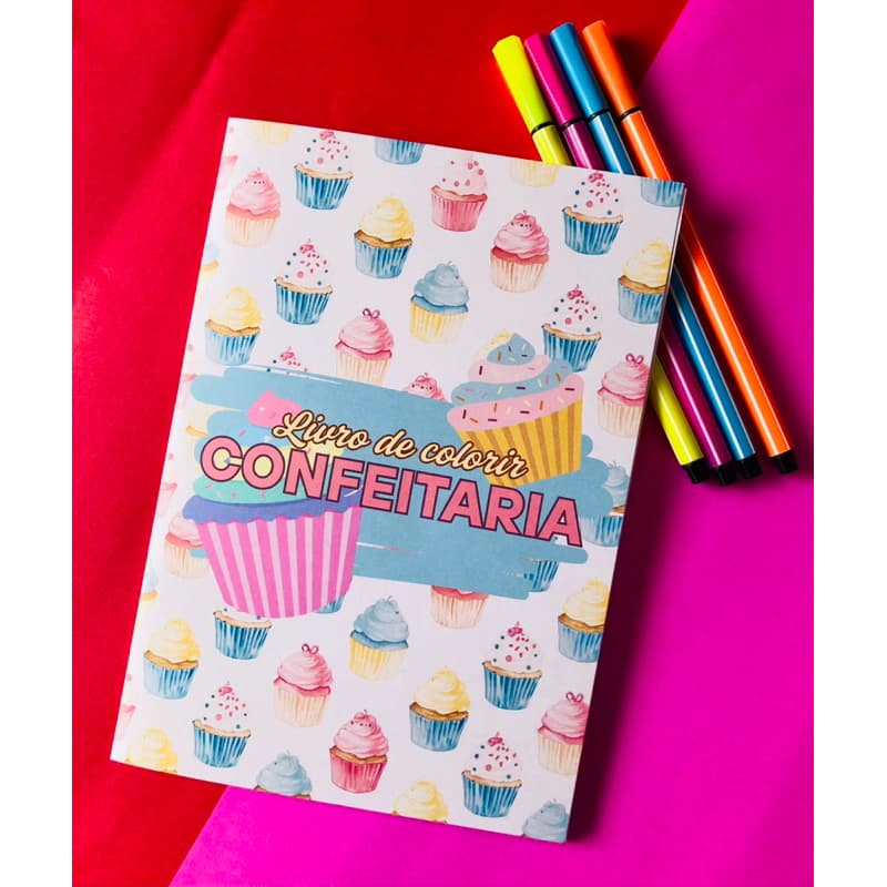 livro de colorir personalizado tema confeitaria-livro de colorir para lembrancinha-livro de colorir para brinde