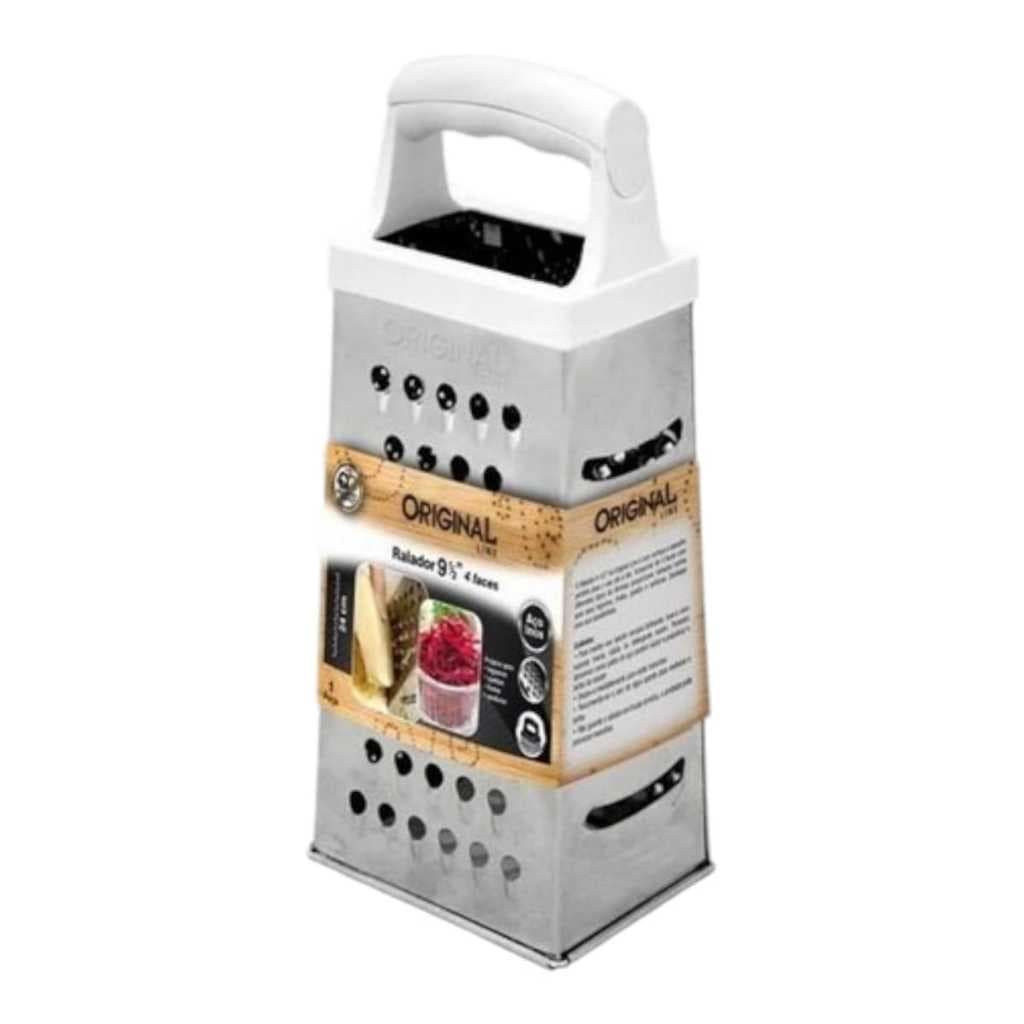 Ralador 4 Faces Inox Original Line Multiuso Fatiador Queijos Legumes Frutas Verduras grosso e fino para cozinhaUtensílio