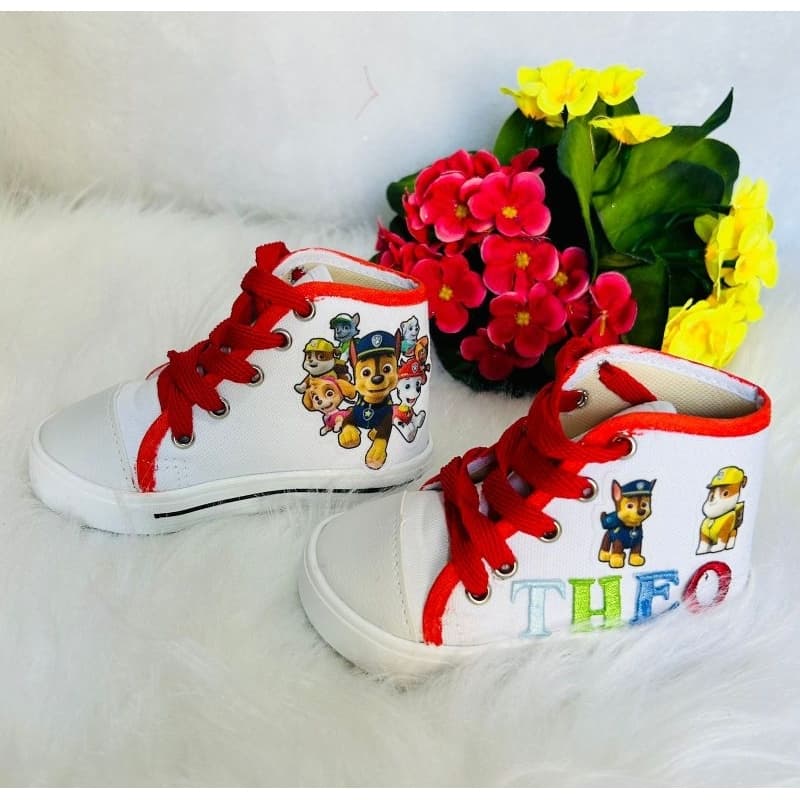 tênis botinha personalizado temático menino temático patrulha canina