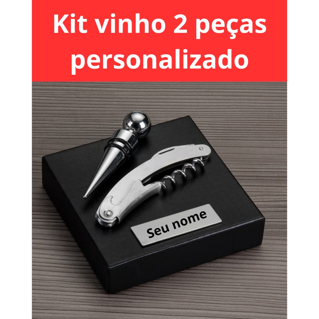 Kit Vinho 2 Peças saca rolhas com Estojo personalizado