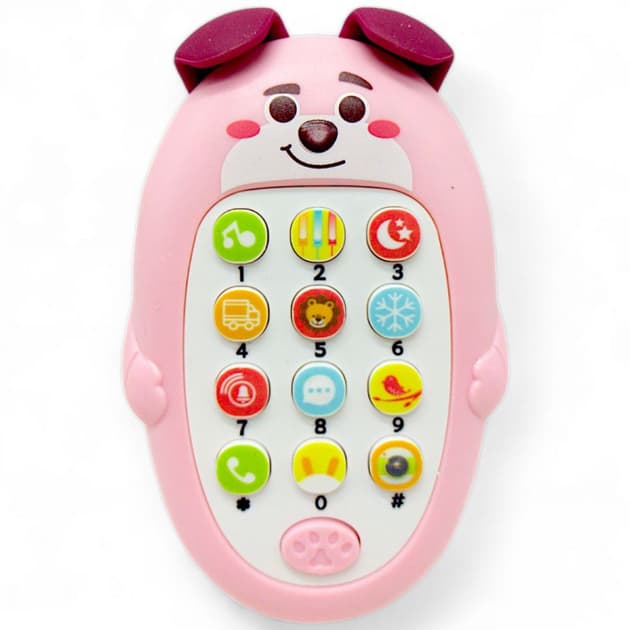 Telefone musical interativo para bebês e crianças pequenas com botões, luz e mordedor (pilhas incluídas)