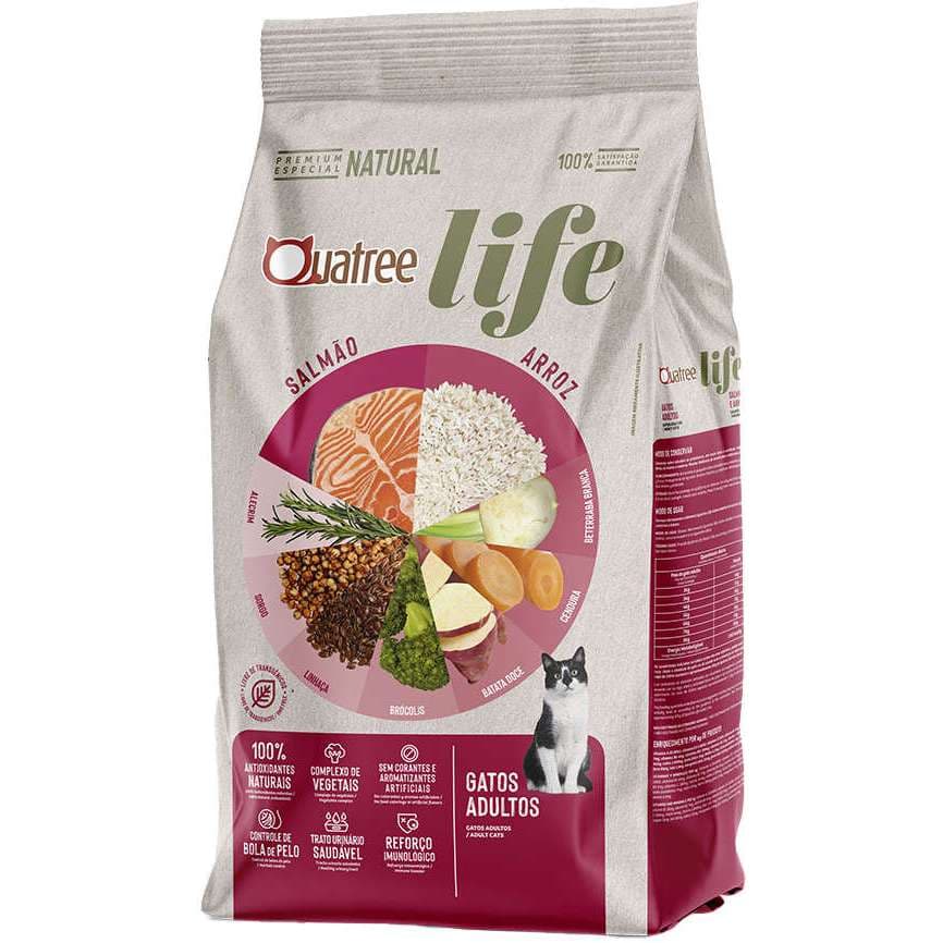 Ração Quatree Life Gatos Adultos sabor Salmão e Arroz 10.1 Kg