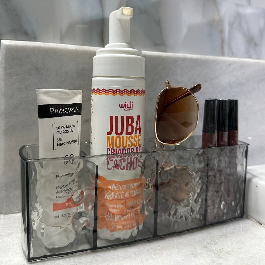 Organizador de Cosmético Porta Pincel Maquiagem Penteadeira 4 Divisórias Diamante Acrilico