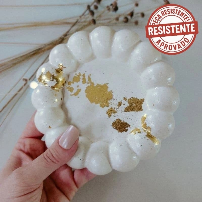 Bandeja Redonda-Bubble Decorativa Funcional em folhas de ouro decoração