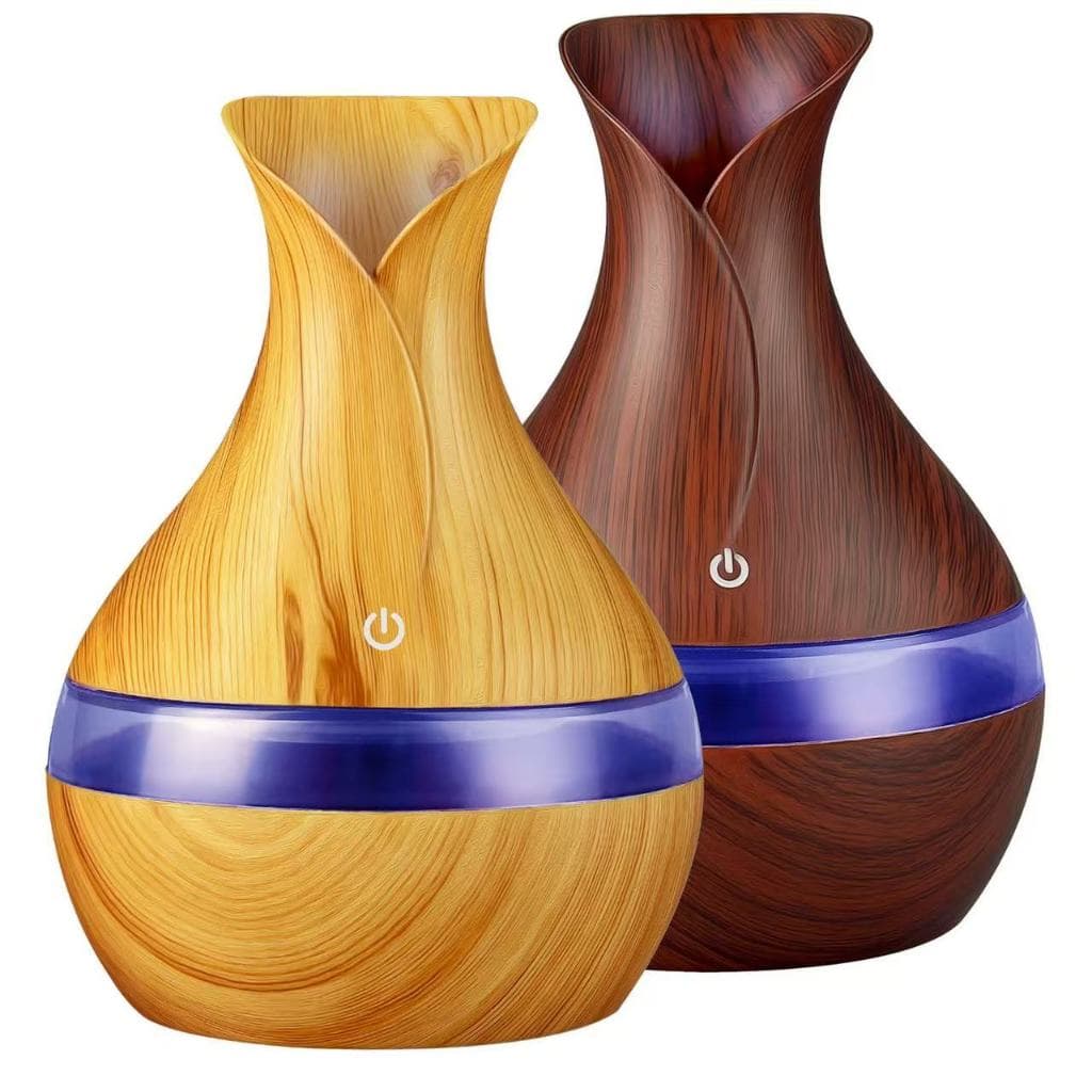 Humidificador grão de madeira pétalas creative night light aromaterapia atomização