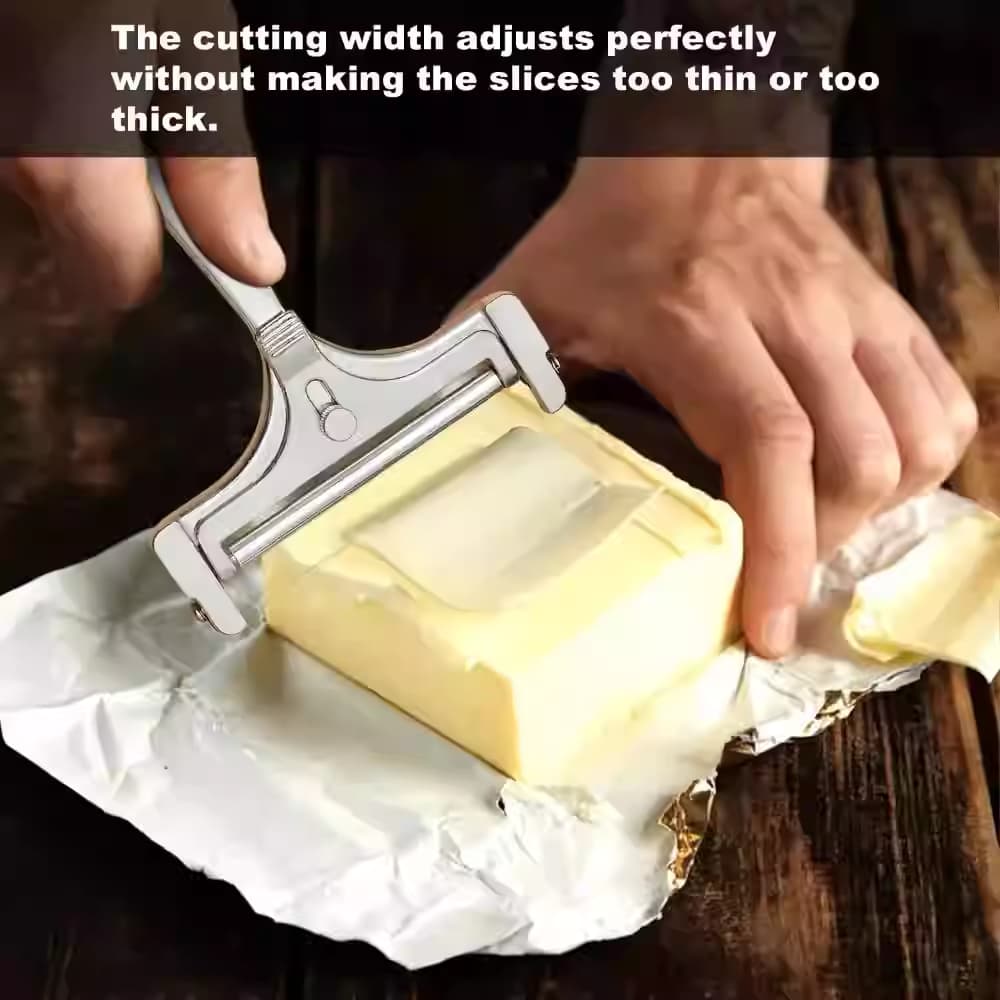 Fatiador de Queijo Ajustável com Fio de Aço Inoxidável Cortador Regulável para Cozinha e Preparo de Lanches