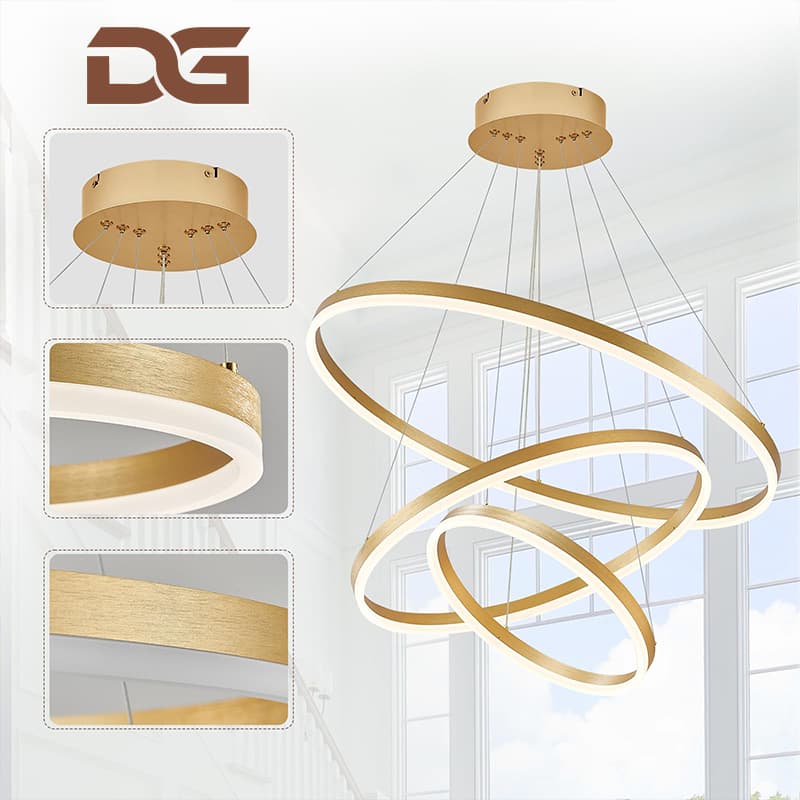 3 Cores Em 1 Lâmpada Led Lustre 3 Anéis Curva Articulada Moderno Sala De Estar Cozinha De Jantar O15