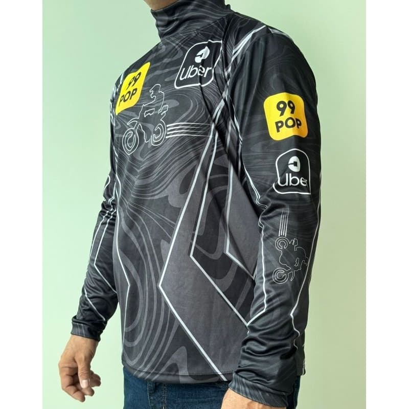 CAMISA / BLUSAS UBER/99 POP / MANGA LONGA GOLA ALTA c/ faixa refletivo para motoqueiro MASCULINO