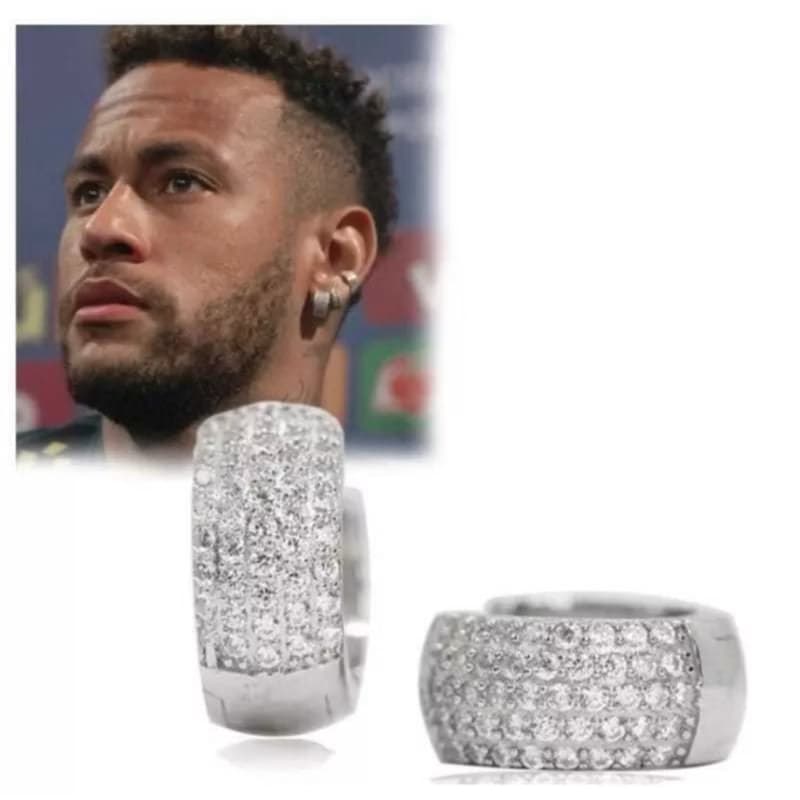 Brinco Neymar Argola Cravejada  luxo unissex