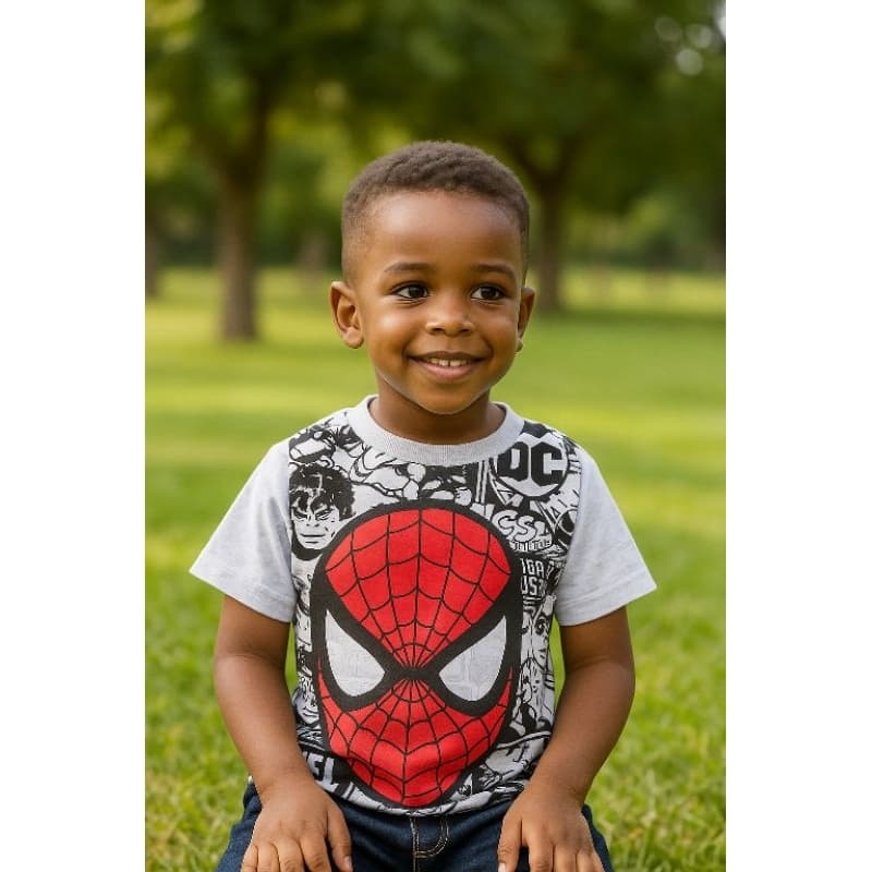 Camiseta Infantil Homem Aranha Máscara Manga Curta 100% Algodão