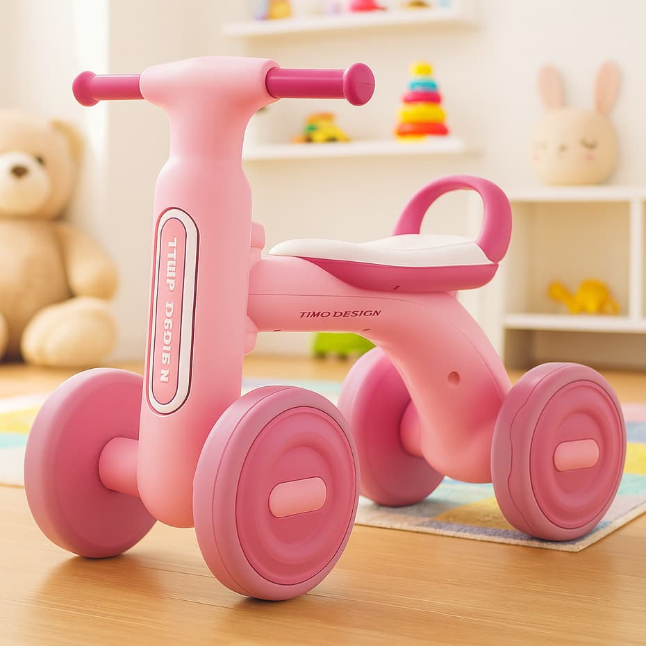 Andador de Bebê Menina com 4 Rodas Bicicleta de Equilíbrio com Som e Luz