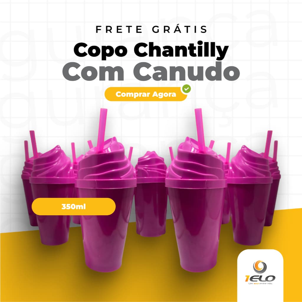 kit com 5 Copo chantilly Rosa com canudo no saquinho