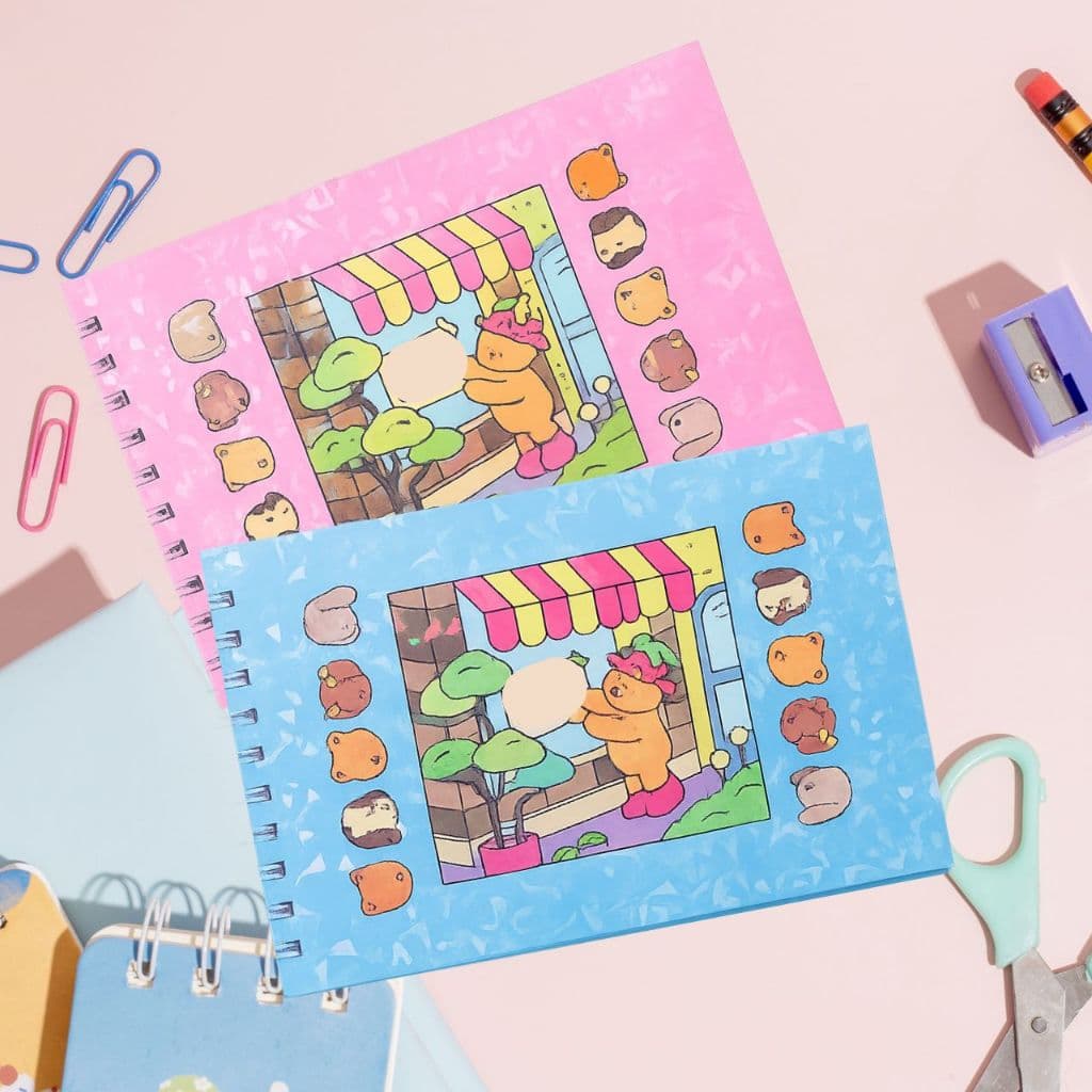 Kit Completo Livro de Colorir Capa Dura + 24 Cores de Canetas LIVRO Azul ou Rosa
