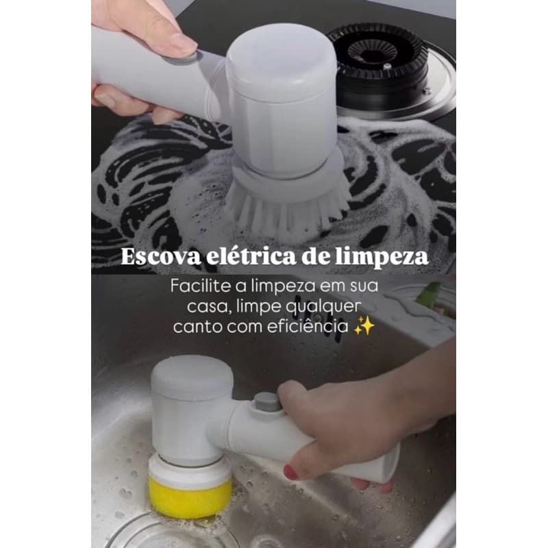 kit 2 Magic Brush Escova de Limpeza Elétrica Recarregável Usb Limpa Fogão Pia Tênis Privada Banheiro Parede Colcão