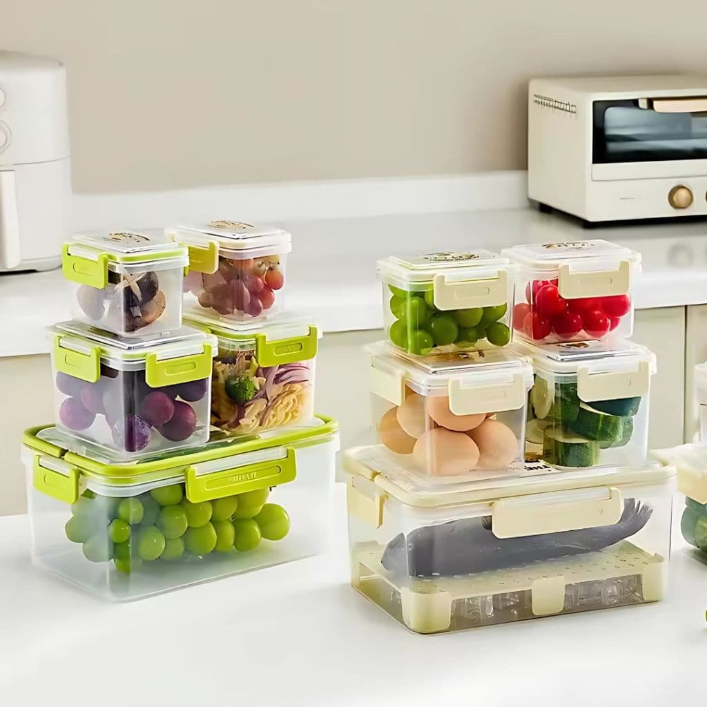 Kit 5 Potes Organizador de Galedeira Alimento Hermético com Alça Plástico