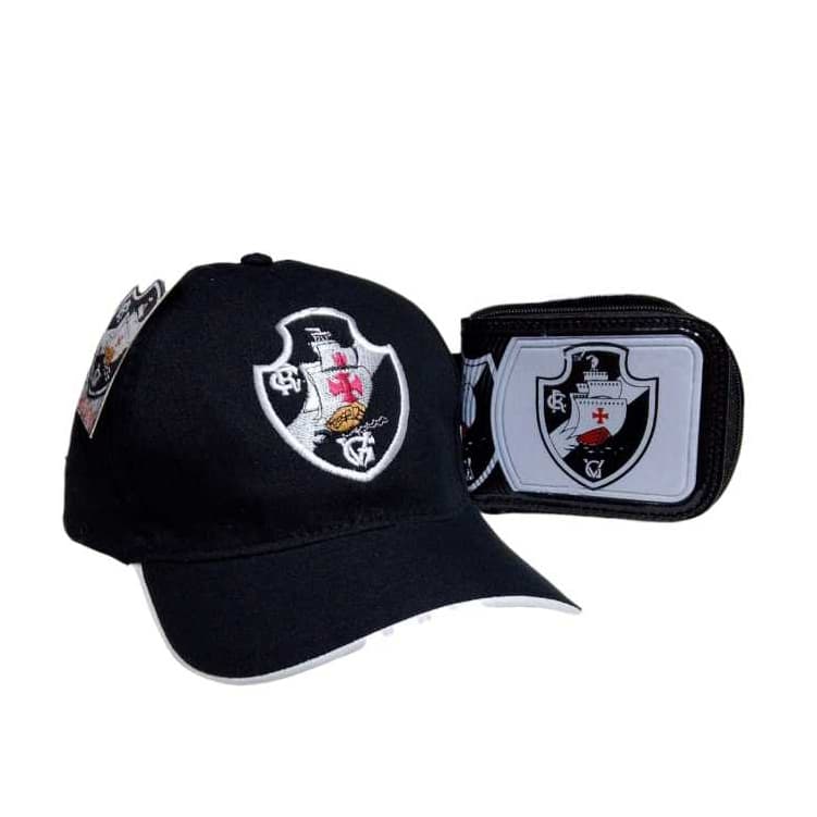 KIT BONÉ MAIS CARTEIRA MASCULINO PRETO, DO VASCO DA GAMA