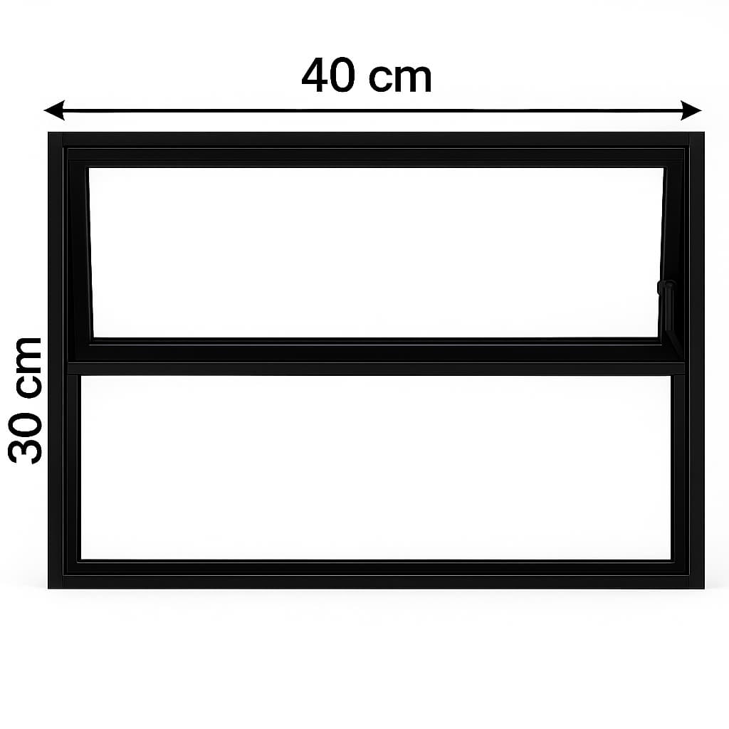 Janela Basculante 30x40 Preta Vidro Liso Ideal p/ Banheiro