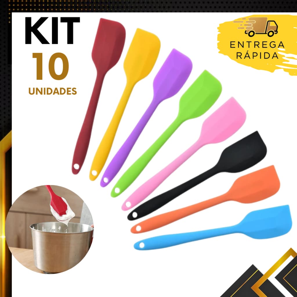 Kit 10 ou 5 un - Espátula de Silicone Pão Duro Resistente a Calor