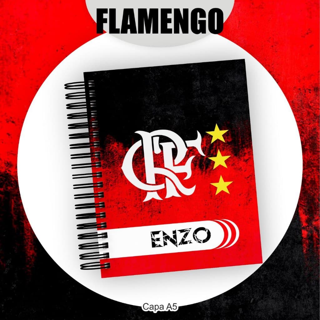 Agenda Escolar do FLAMENG / MENGO / FLA / RUBRO NEGRO Personalizada com Nome