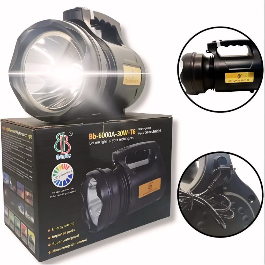 LUZ Super Forte Lanterna Holofote (600207) Recarregável Ressistente água Td-6000a