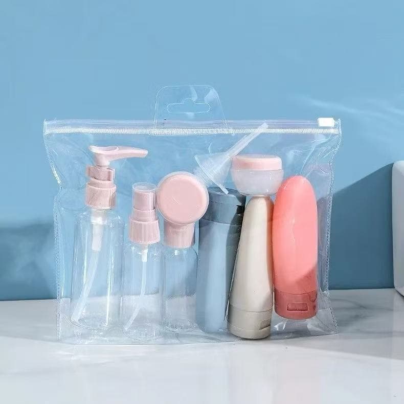 Kit com 11 Frascos para Viagem - Shampoo, Creme, Sabonete e Itens de Cuidados Pessoais