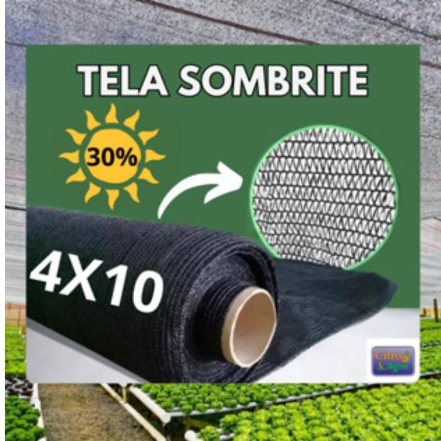 Tela Sombrite Preta (30% de Proteção) - 4x10 Metros.