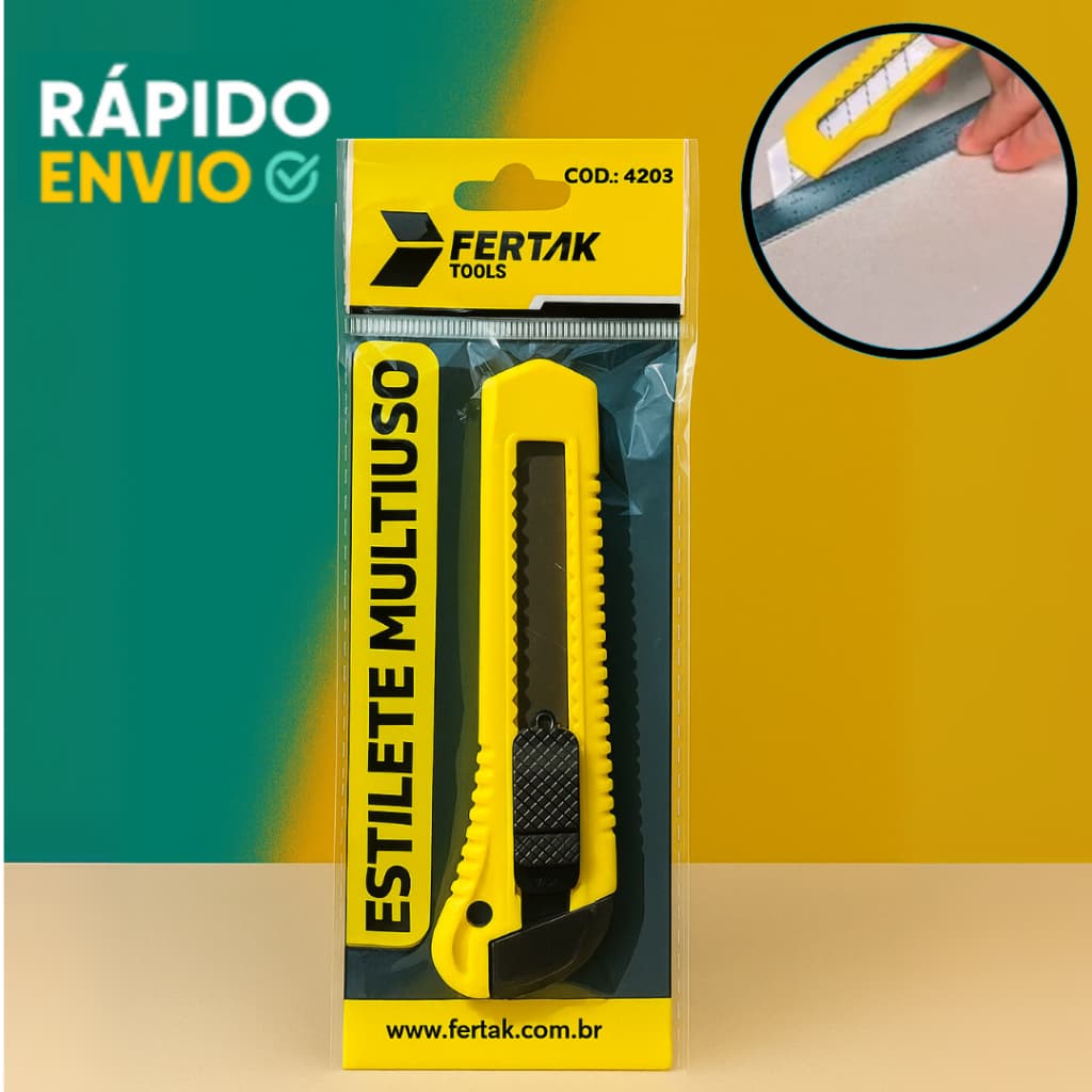 Estilete 18mm Multiuso Com Travamento e Pegada Ergonômica Uso Doméstico E Profissional