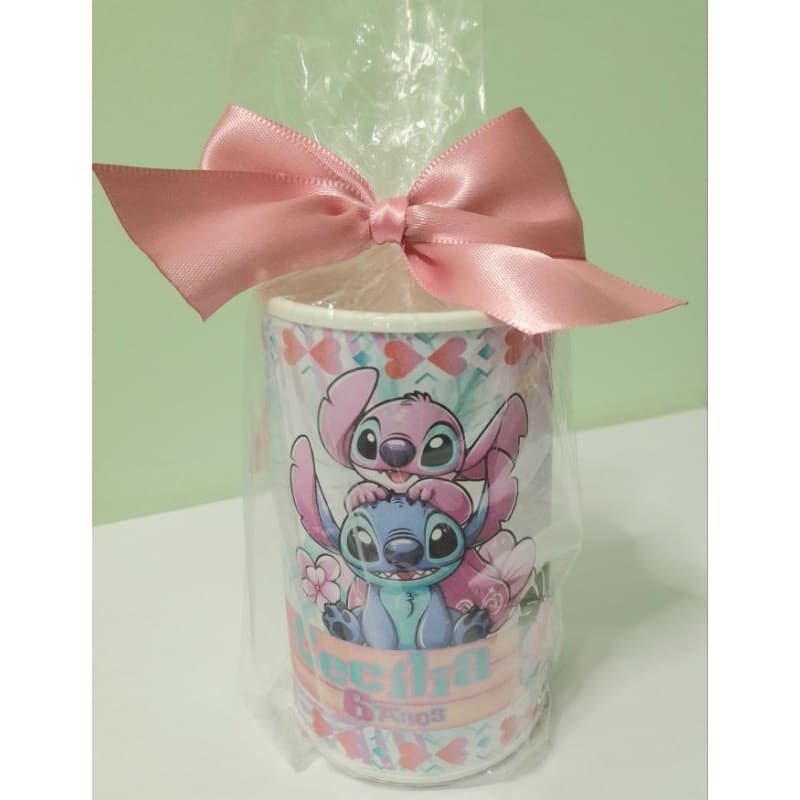 Cofrinho Personalizado +laço + embalagem STITCH |  Lembrancinha Festa Infantil | FAZEMOS TODOS OS TEMAS