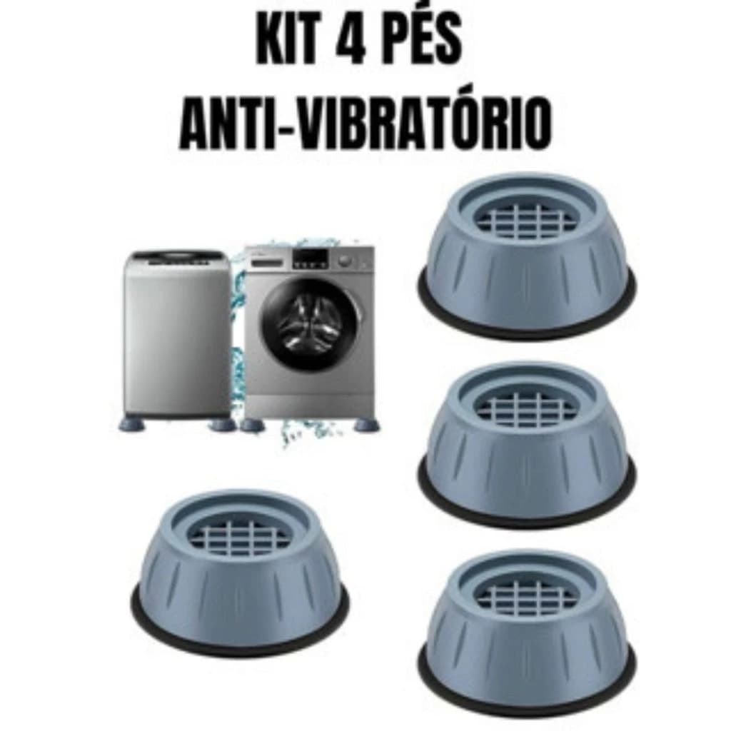 Kit 4 Pé Lava E Seca Secadora Geladeira Anti Vibração Fogão Máquina Lavar Frontal Nivelador 4 Peças