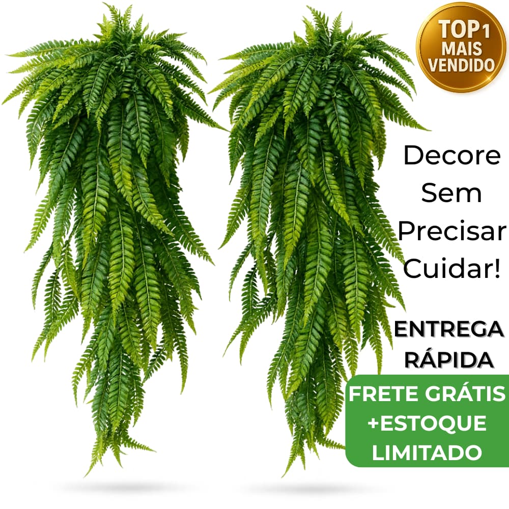 Pendente Folha de Samambaia Artificial 80Cm Folhagem Premium