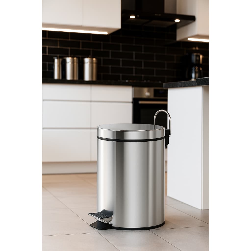 Lixeira Inox Redonda Multiuso banheiro cozinha - 5 Litros